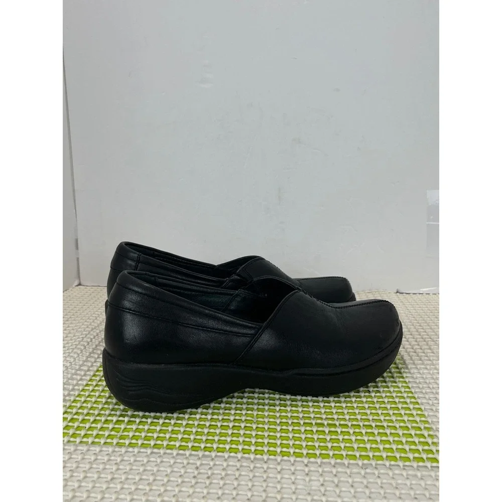 Dansko‎ Slip On Loafers Nurse Wedge Shoes Women's Size 38 7.5-8 Black Leather
